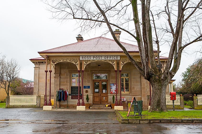 The historic building of Ross Post Office in Ross, Tasmania, Australia