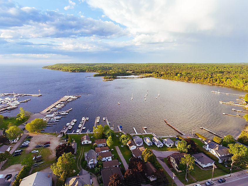 Aerial view of Fish Creek, Wisconsin.