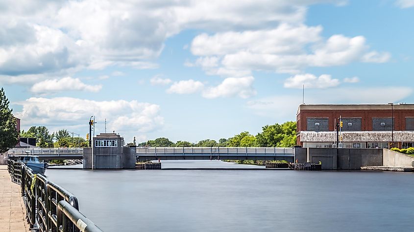 Drawbridge in Downtown Alpena in Michigan