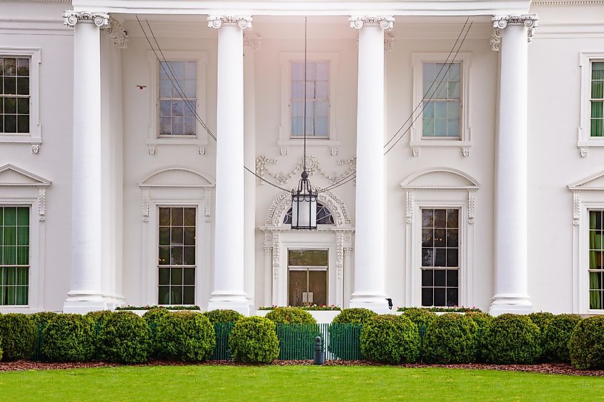 Entrance to White House, residence and workplace of the president of the United States