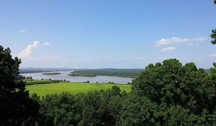 The blue sky over Arkansas River valley on a sunny day.