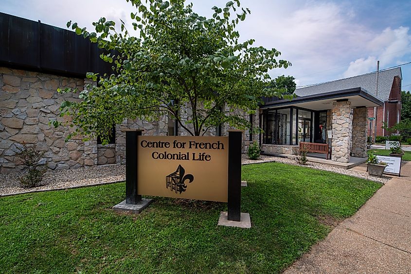 At the entrance of the Centre For French Colonial Life Museum in Ste. Genevieve, Missouri