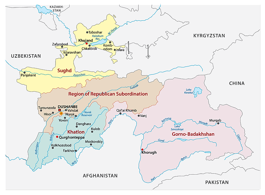 Map Of Tajikistan Regions Tajikistan Maps & Facts - World Atlas