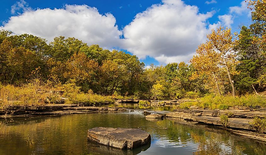Fall color of the Osage Hills State Park at Oklahoma