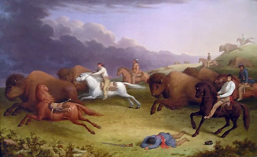 Paul Kane's oil painting depicting a Métis buffalo hunt on the prairies of Dakota in June 1846