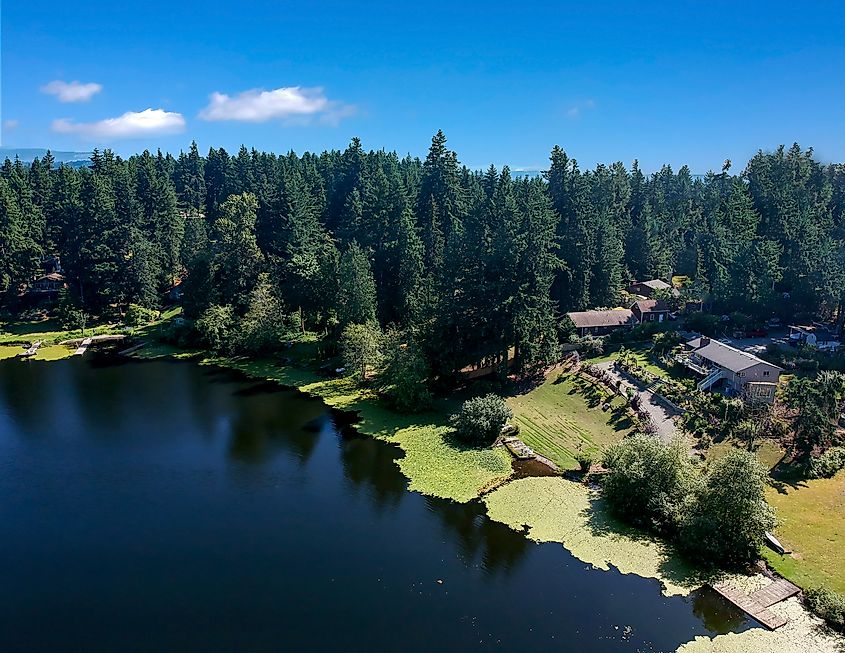 Aerial view of Bonney Lake in Washington State.