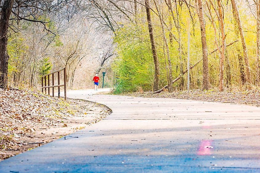 A view of the River Legacy Park in winter in Arlington, Texas