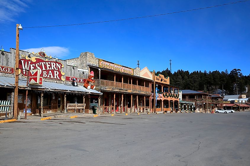 The historical old town along US HWY 82, in Cloudcroft Town, New Mexico, via Purplexsu / Shutterstock.com