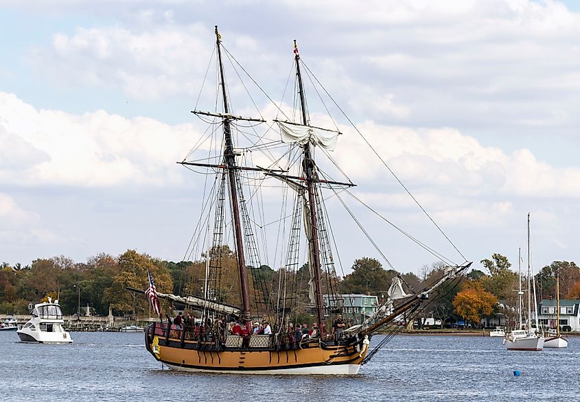 The replica Sultana on the Chester River in Chestertown, Maryland.
