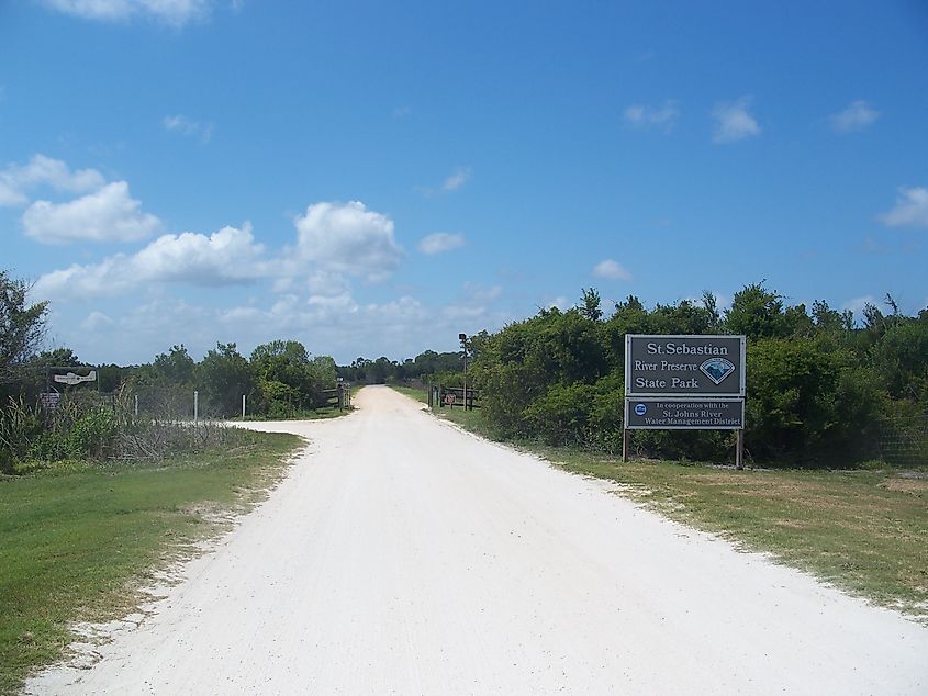 Southeast entrance to St. Sebastian River Preserve State Park off County Road 510 in Sebastian, Florida