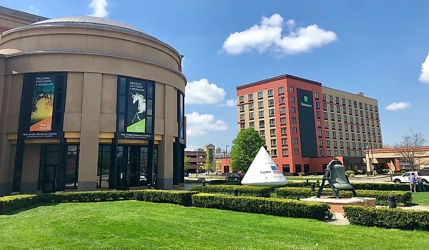 Grand Rapids Public Museum on the bank of the Grand River in downtown Grand Rapids.