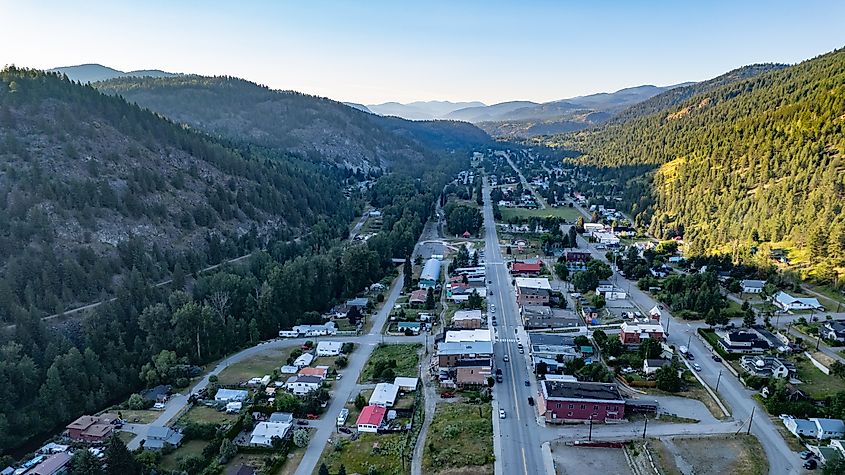 Aerial view of Greenwood, British Columbia.