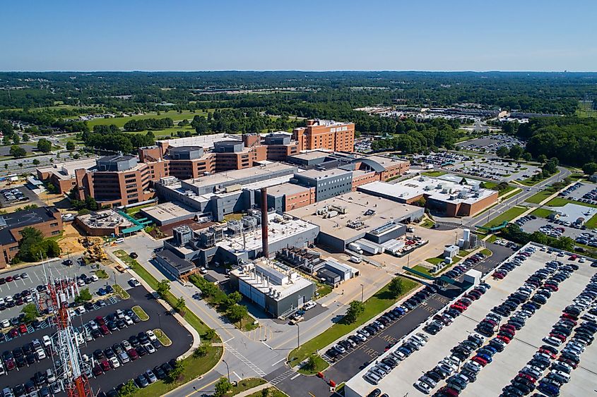 Aerial photo of the Christiana Hospital and medical center