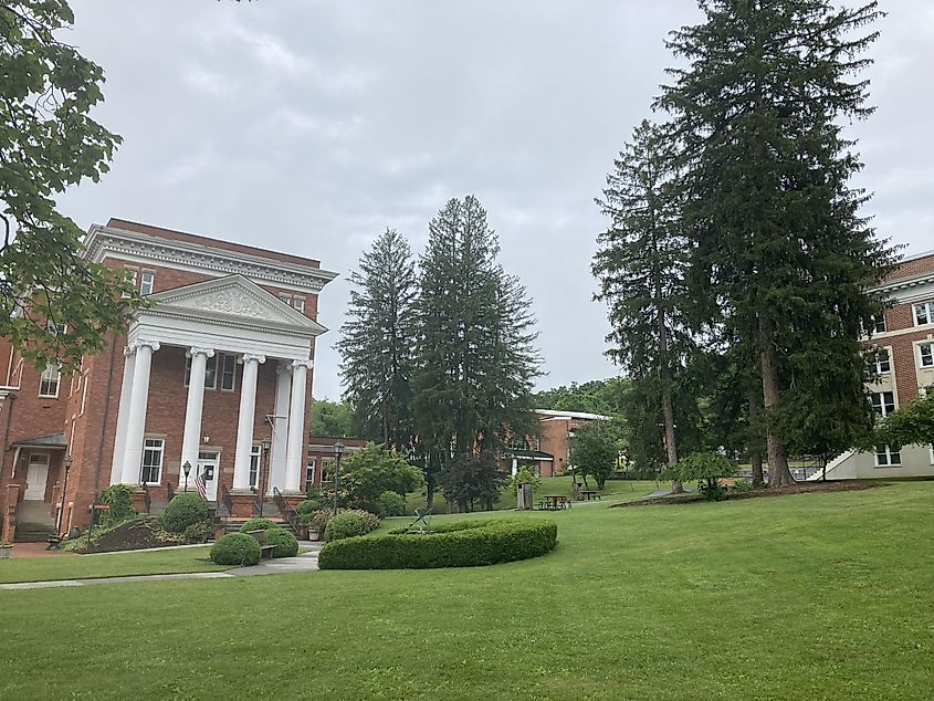 A view of Carnegie Hall from Church Street in Lewisburg, West Virginia.