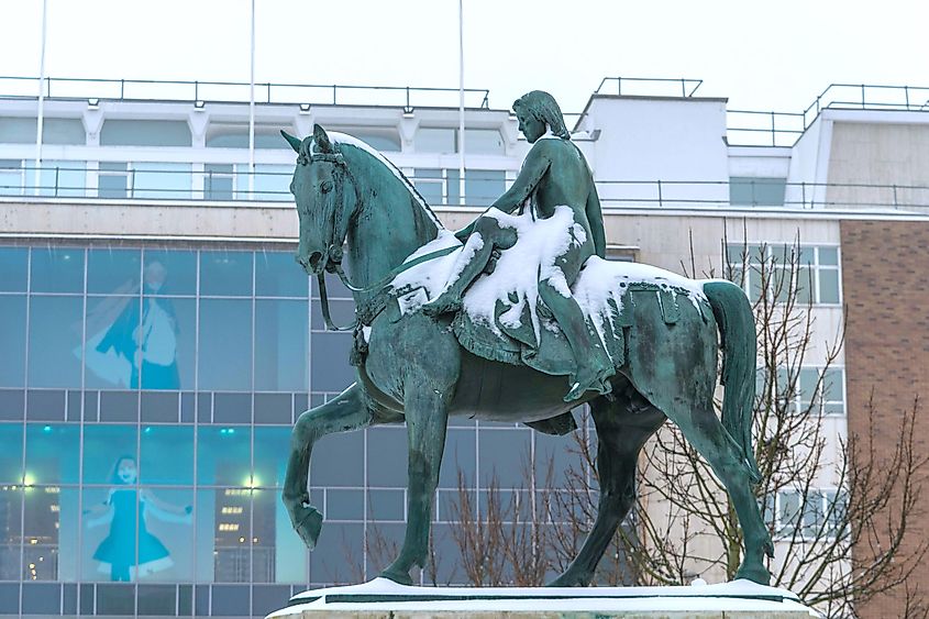 Lady Godiva Statue at Broadgate in the city centre, Coventry, West Midlands, England.