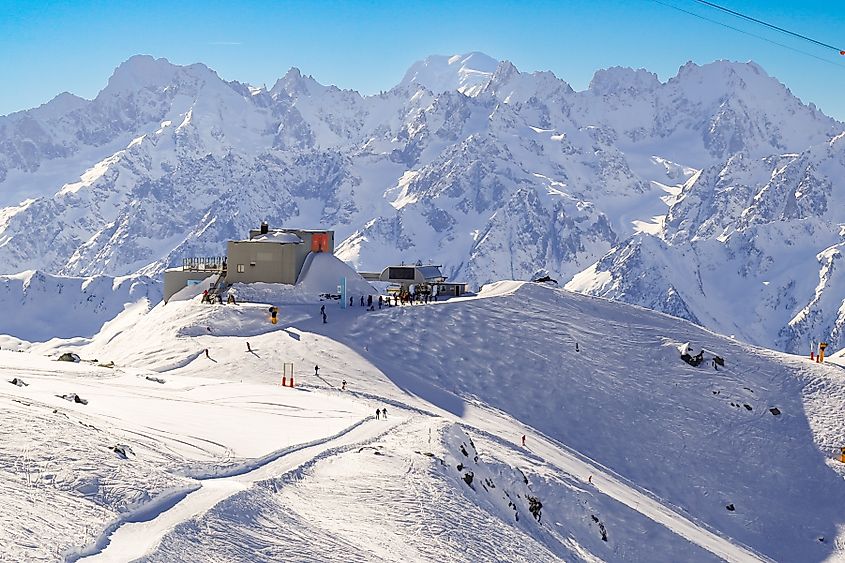 Ski lifts at Verbier Ski Resort in the Swiss Alps