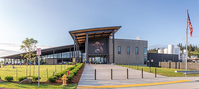 Facade of Tillamook Creamery, cheese factory, via ARTYOORAN / Shutterstock.com