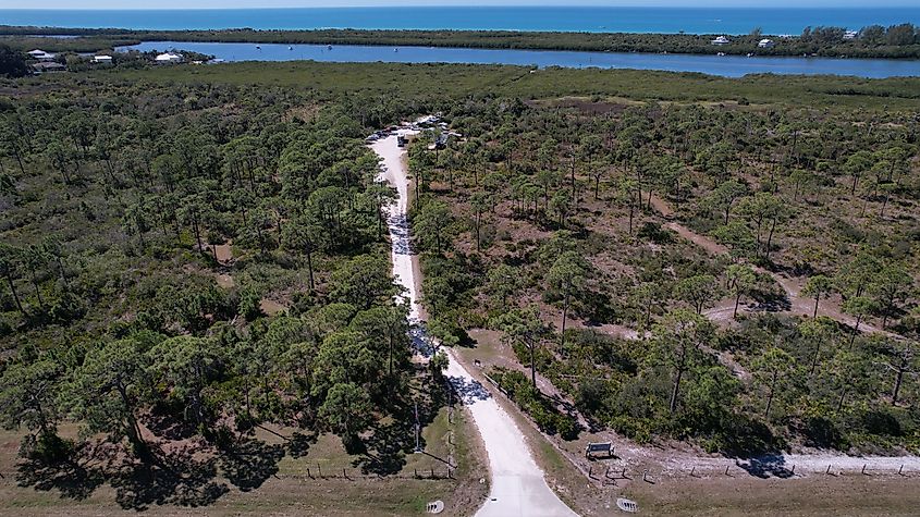 Aerial view of Don Pedro Island State Park