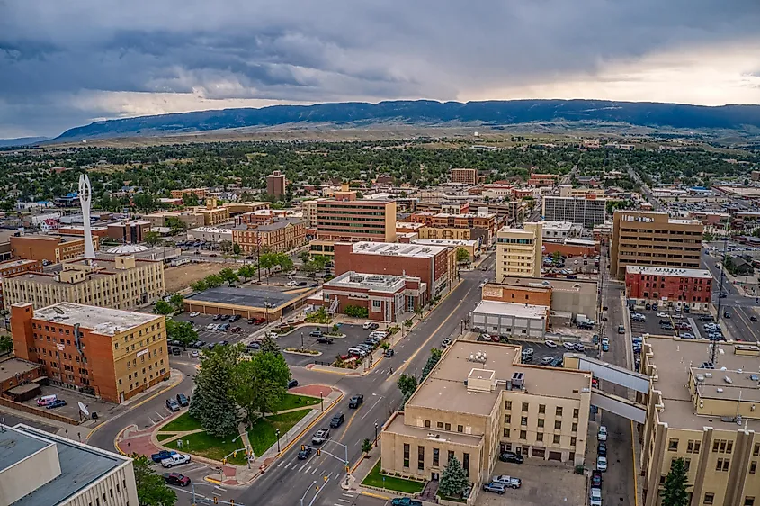 Aerial view of Casper, one of the largest towns in Wyoming