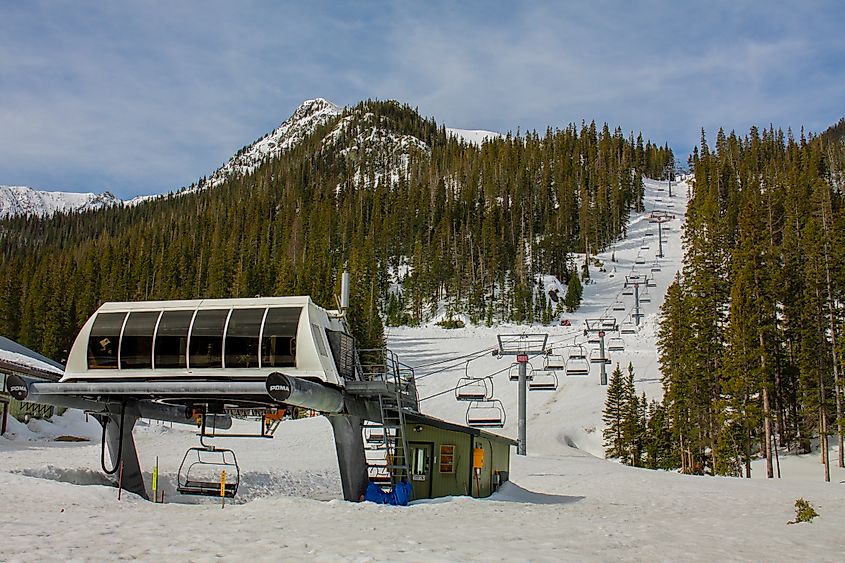 Empty chairlift in Taos Ski Valley in Taos, New Mexic