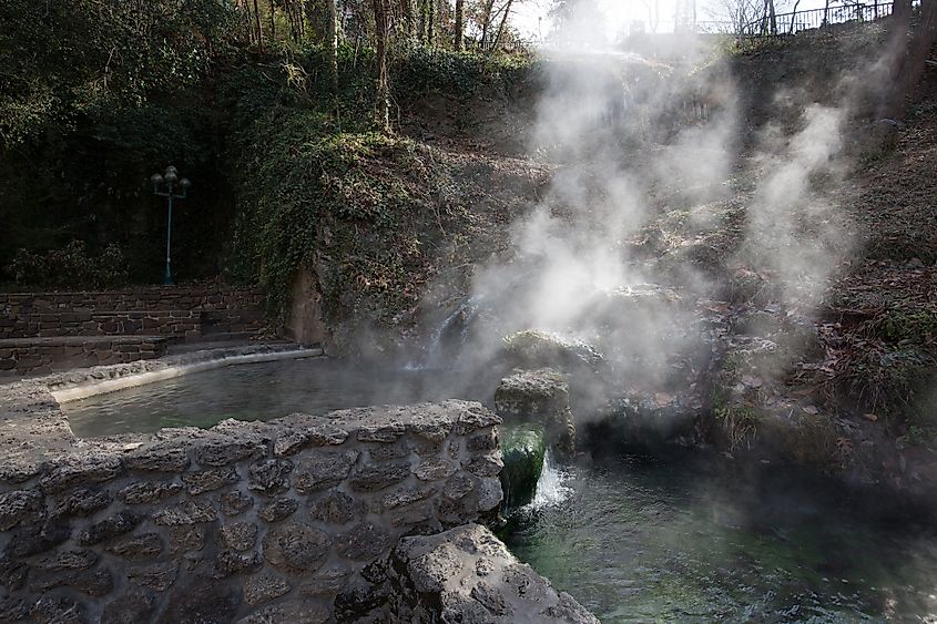 Mineral hot water in Hot Springs National Park in Arkansas.