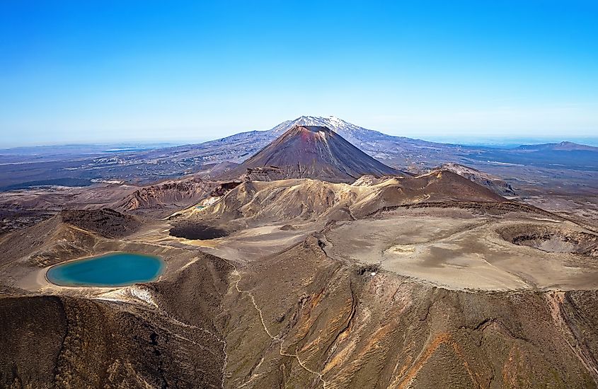 Aerial view of Tongariro National Park, North Island, New Zealand.