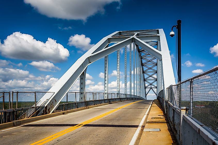 Bridge over the Chesapeake and Delaware Canal, in Chesapeake City, Maryland.