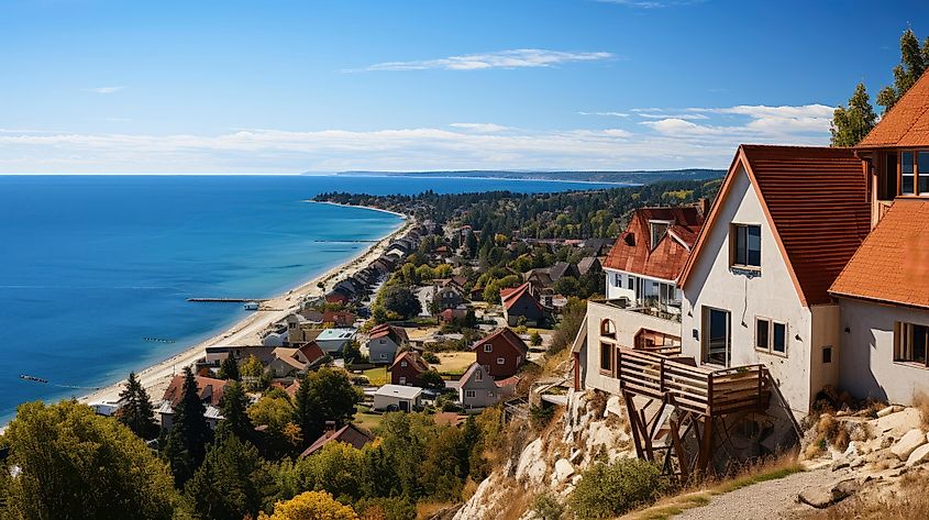 Aerial view of Harbor Springs, Michigan.