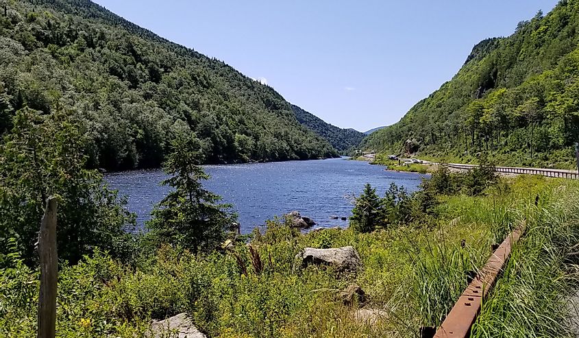 Lower Cascade Lake in the Adirondacks Park from highway