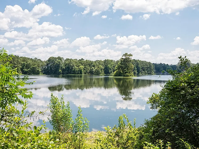 Cloud reflections on Lay lake in Alabama