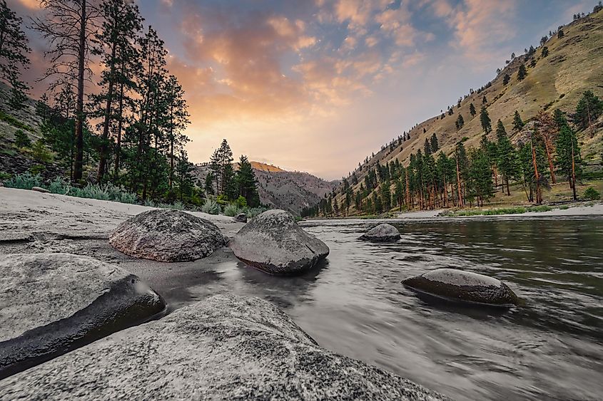 Long exposure of little salmon river in Riggins, Idaho.