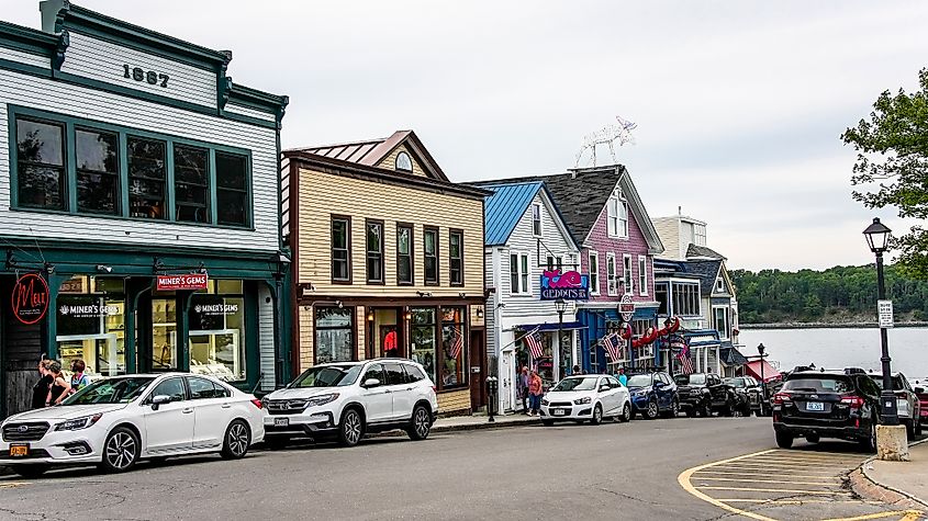 The downtown area in Bar Harbor, Maine