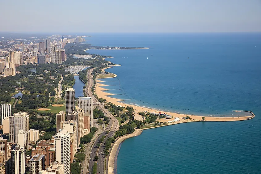 Chicago, lake michigan, North Avenue Beach, aerial view