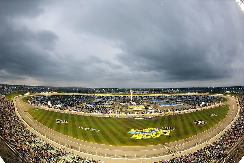 The NASCAR Sprint Cup Series teams take to the track for the SpongeBob SquarePants 400 at the Kansas Speedway in Kansas City, Kansas