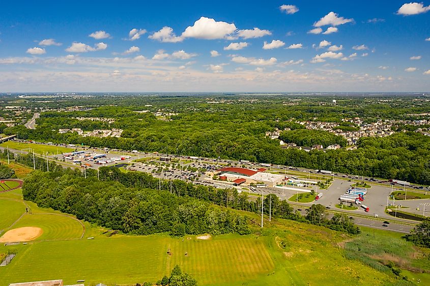 Aerial view of Newark townscape in Delaware.