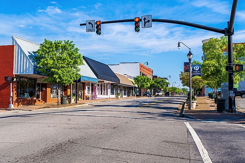 Downtown Fuquay-Varina on a quiet Sunday morning.