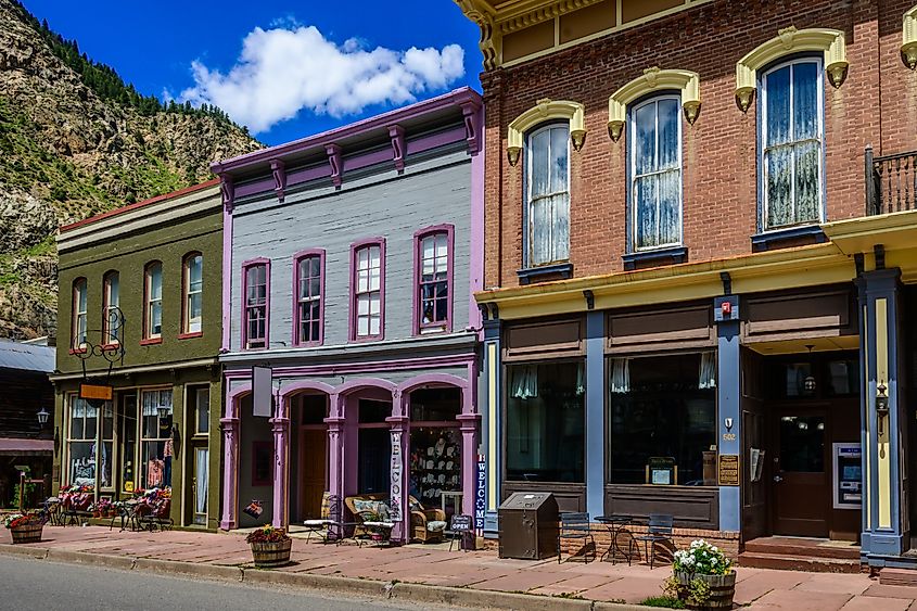 Old brick buildings in Georgetown, Colorado.