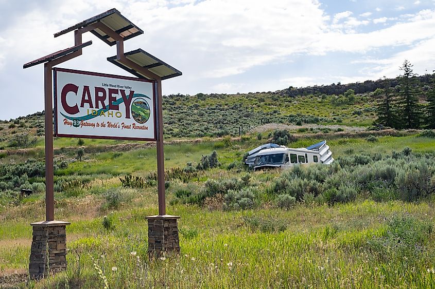 Welcome sign in Carey, Idaho.