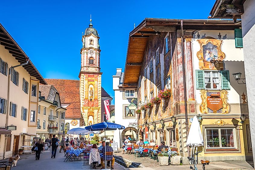 Historical city of Mittenwald, Bavaria, Germany. 