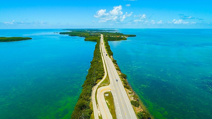 Overseas highway to Key West island, Florida Keys, USA. 