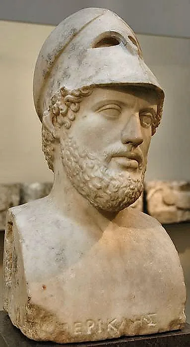 Bust of Pericles, first general of Athens in the Peloponnesian War, who died in the Plague of Athens. 