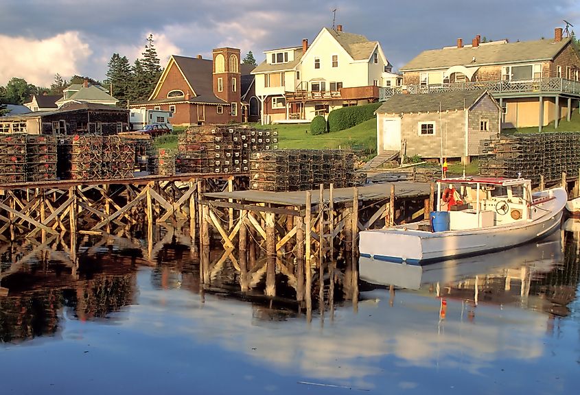 Fishing village of Port Clyde, Maine on a late summer afternoon.