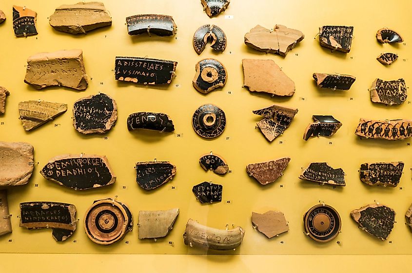 Ostracism - ancient ceramics used for democratic voting in Athens