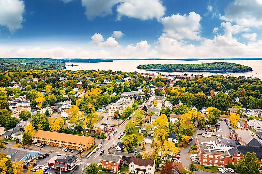 Aerial view of Bar Harbor, Maine.