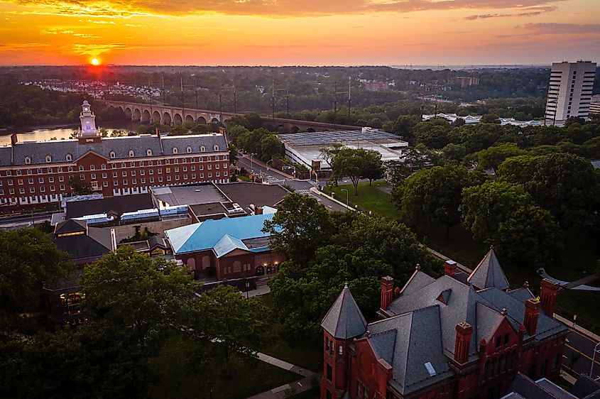 Aerial Sunrise of Rutgers University New Brunswick New Jersey