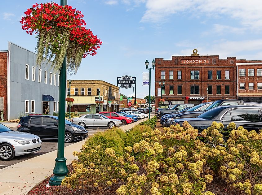Beautiful blooming flowers in downtown Johnson City.
