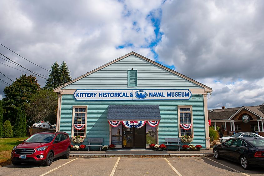 Front view of the Kittery Historical and Naval Museum in Kittery, Maine.