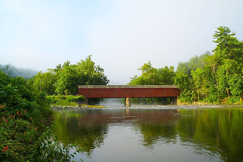 The West Cornwall covered bridge in Cornwall, Connecticut.