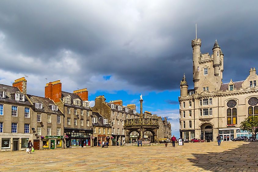 Castlegate in the city centre, Aberdeen, Scotland.