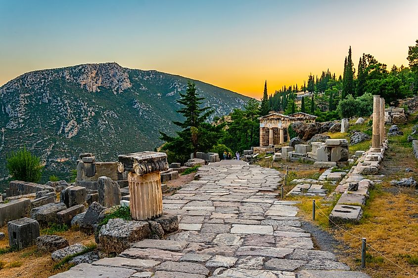 Ancient ruins at Delphi, Greece.
